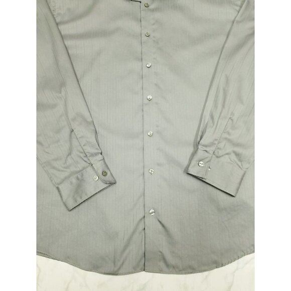 Kenneth Cole Reaction metallic gray Button Down Dress Shirt wrinkle free XXL - Picture 6 of 11